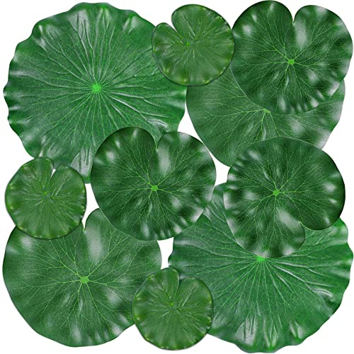 ZAUGONTW 10 Pcs Realistic Lily Pads Leaves for Ponds, Artificial Floating Foam Lotus Leaves, Water Lily Pads Artificial Foliage Pond Decor for Koi Fish Pool Patio Aquarium