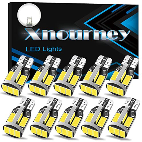 Xnourney 194 LED T10 168 501 W5W Ampoule Super Lumineux 12V 11 SMD 5630 Chipset Utilisé pour Voitures, Camions, Intérieur, Dôme, Porte, Plaque d'immatriculation, Lumières 6500K Blanc (10pcs/paquet)