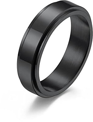 BCughia Anxiety Ring Spin, Eheringe Schwarz Edelstahl Einfach Anxiety Pärchrn Ringe Jubiläum Männer Geschenke Größe 57(18.1)