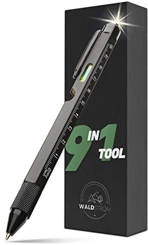 Waldstrom® 9-in-1 Taktischer Kugelschreiber mit Licht I Taktischer Stift mit Werkzeugen - ideal für Alltag & Outdoor I Tactical Pen in edler Box für perfekte Männergeschenke