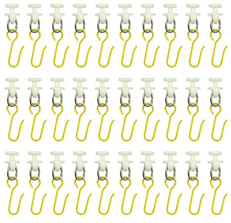 HLIWS 40 Stück Innere Schiene Gardinen Gleiter mit Metall Vorhang Haken,40 Stück Gold Vorhanghaken,für Vorhänge und Gardinenstangen