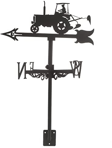 Wetterhahn Garten Dach Windrichtungsanzeiger Retro Eisen Traktor Metall Roof Decoration Outdoor Edelstahl Windfahne für Balkon,Black,55 * 35cm