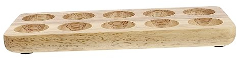 Wooden Egg Tray Double Row Beige Kitchen Egg Holder Stand | Simple Style, Sturdy Wood Build, Protects and Organises Eggs for Fridge Storage
