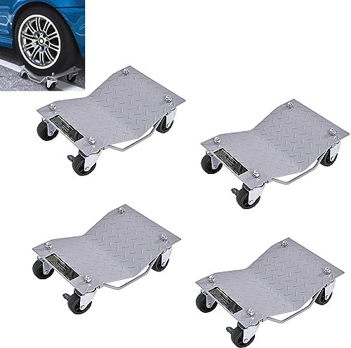 GiantexUK 4 Pack Tire Wheel Dollies, 6000LBS/2720KG Heavy Duty Car Tire Skates Positioning Trolley with Wheels, 12’’x16’’ Ball Bearings Recovery Jack Auto Repair Moving