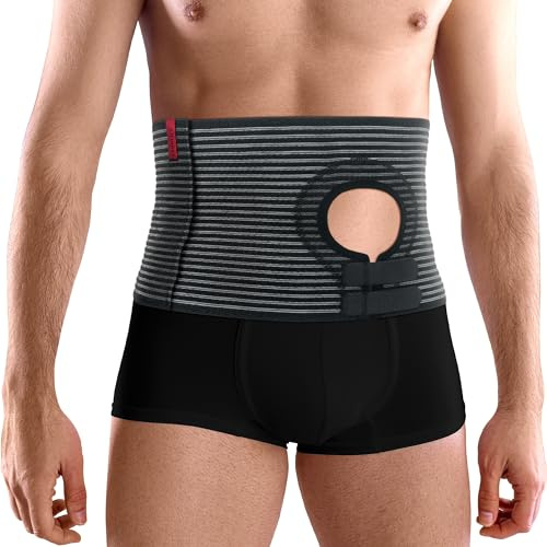 ORTONYX Abdominal Ostomy Belt for Women and Men, Post-Operative Care After Colostomy ileostomy Surgery, Adjastable Stoma Bag Hole/Black S-M | All-Over Hook-and-Loop Adjustment. Elastic Post Sugrery Abdominal Binder. Post-Operative Care After Colostomy, Ileostomy