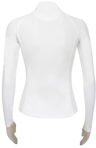 e EQUITYUM T-Shirt Concorso Donna Bonnie Manica Lunga, vestibilità Aderente, Leggera e Confortevole, Ideale per l’Equitazione (S, Bianco)