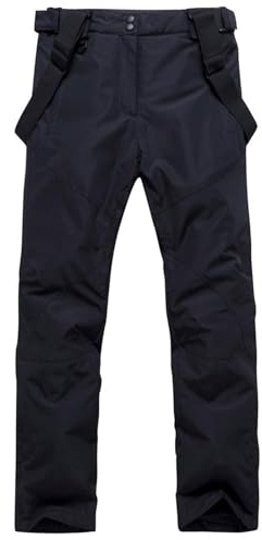 ALSOGO Herren Ski Bib Hose wasserdichte Winddichte Schneehose Outdoor Hose Snowboard Lätzchen mit Abnehmbarem Riemen Black,M