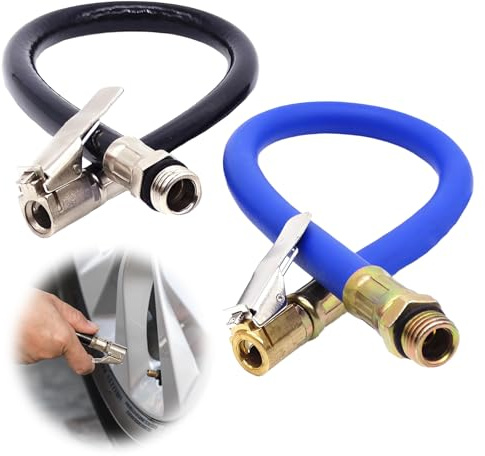 2 Stück Set Reifenfüller Schlauch,Reifenfüllschlauch Adapter,Luftpumpe Schlauch Hose,für Auto Fahrrad Reifenfüllschlauch Anschluss,Autoventil Inflator,Easy Ersatzschlauch Druckluft,Luftfüller Aufsätze