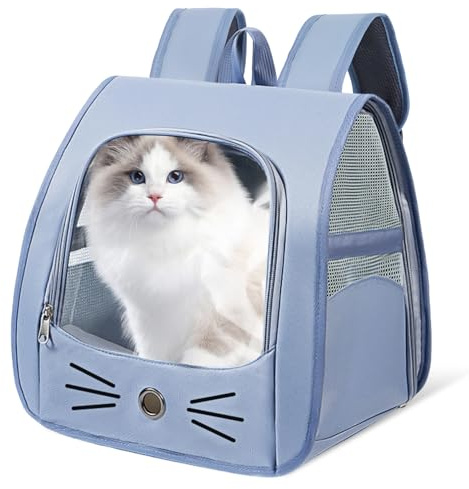 Bordeag Zaino per gatti, zaino per cani, zaino per animali domestici, zaino per gatti, zaino per animali domestici, traspirante, pieghevole, con finestra a rete, per viaggi, passeggiate