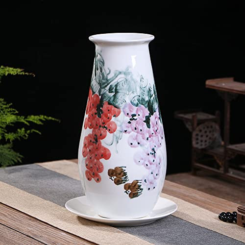 CWCQGH Pot de Fleurs en céramique Peint à la Main en Porcelaine Bleue et Blanche pour orchidées, Vase de Bureau Taille Haute de Style Chinois, Pot d'arbre avec Plateau
