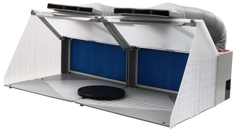 Cabine de peinture, 2 ensembles de cabines de peinture aérographe, avec éclairage LED, table rotative à 360° et tuyau d'échappement, cabine de peinture pour la pulvérisation de modèles et d'artisanat