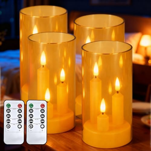 SUNOYA 4 candele a LED senza fiamma, candele senza fiamma con telecomando e timer, candele a batteria, candele a LED, per feste, festival e decorazioni natalizie