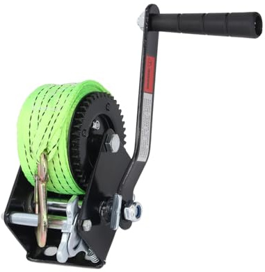 Pyhodi Cabrestante Manual, Capacidad de Extracción de 600 Libras, Cabrestante de Remolque de Bote de Manivela de Cuerda de Servicio Pesado con Cable y Gancho de Poliéster de 5 M,