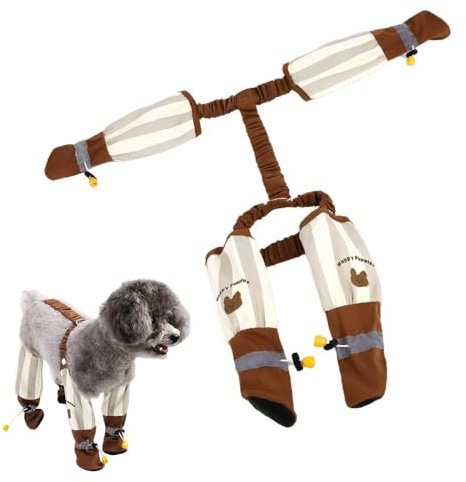 XFSRG Staubdichte Hosen Hunde rutschfeste Beinschützer Wasserabweisend Elastisches Bein Schutzhose für Kleine Mittlere Große Hunde Spaziergänge Outdoor Aktivitäten(Braun/L)