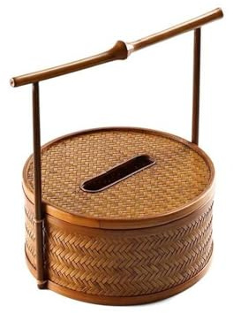 Boîte à mouchoirs Boîte à mouchoirs faite la main, Style chinois rétro avec poignée en papier, rangement for Restaurant, bureau, salon de thé Housse pour distributeur(C)