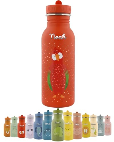 upstitch studio Trinkflasche personalisiert für Kinder, Trixie Flasche personalisiert mit Namen (350ml 500ml) Edelstahl BPA- frei, auslaufsicher, rostfrei