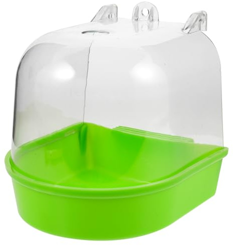 COHEALI Baño para Pájaros Colgante de Plástico Verde, Cuenca Antigoteo para Periquitos y Loros, Accesorio Práctico para Jaulas, Suministro de Aves para Baño Seguro y Cómodo