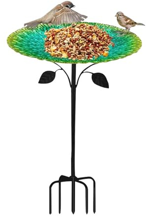Bañera para Pájaros De Exterior Bebedero Metálico De Agua De Jardín | Recipiente Agua para Aves Atrae Colibríes Gorriones Periquitos Cotorras Jardín Patio Césped Y Balcón