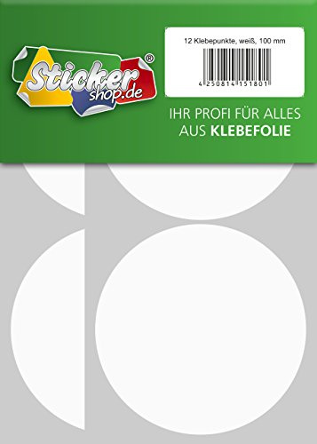 Klebepunkte aus PVC Folie, wetterfest, Markierungspunkte Kreise Punkte Aufkleber (100 mm, weiß)
