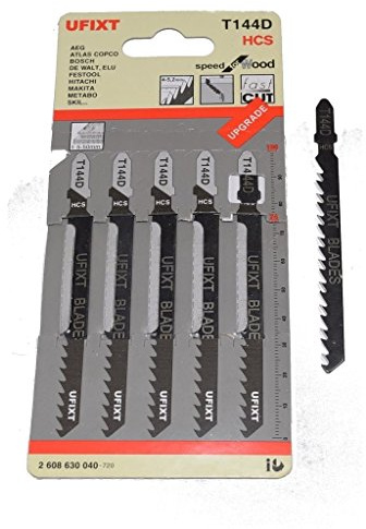 Jigsaw Blades T144D For Wood Cutting Pack Of 5 Compatible With Bosch Dewalt Makita Replacement T-Shank