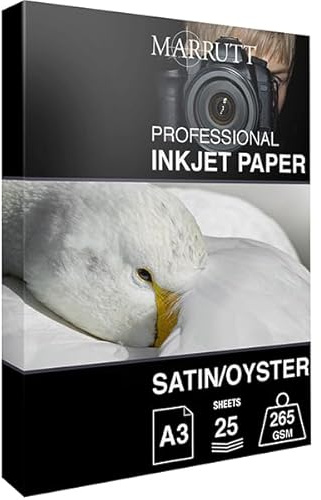 Marrutt 265gsm Pro Photo Satin/Oyster Inkjet Paper: A3-25 Sheets