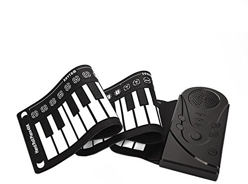 Pianoforte Roll Up, Pianoforte Pieghevole Portatile 49 Tasti Tastiera Musicale per Bambini Principianti(nero)