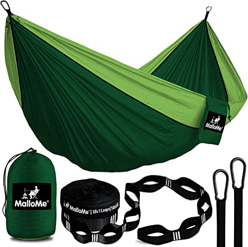 MalloMe Hamacas - Cintas de Primera para Hamaca con Mosquetones Incluidos - Hamaca Camping Jardin Exterior - Hamaca Colgante Portátil - Amaca Doble y Solo - Hammock Accesorios Camper