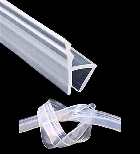 KRLIFCSL Glass Door Seal Strip, 10ft Frameless Weather Stripping Shower Door Sweep, Weatherproof Silicone Seal Fit for 3/8 Glass (H)