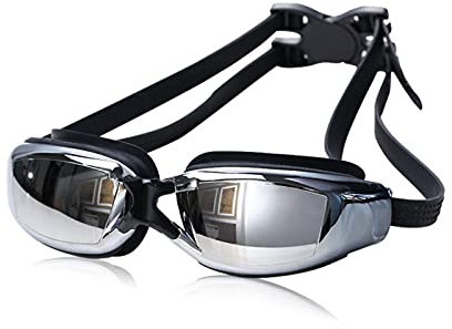 JINGGEGE Swimming glasses Myopia Women Anti Fog professional Adults Prescription Waterproof swim Pool eyewear Optical Diving goggles (Color : Black Myopia 4.0)