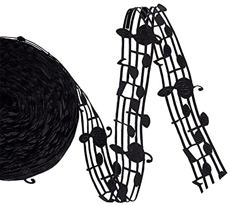 Pandahall 20 Yards Polyesterband mit Musiknoten, hohl, 3,8 cm, Ripsband, Kleidungsbesatz, Zubehör für Geschenkverpackungen, Musikthema, Heim-Party-Dekoration