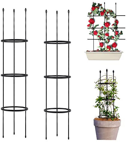 2 Stück Rankhilfe Garten, 2-in-1 Rankgitter für Kletterpflanzen, 120CM Tomatenkäfige, Pflanzen Stützen für Ranken, Rankgitter Garten, Pflanzenstecker für Kletterpflanzen, Drinnen und Draußen
