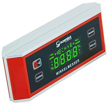 SCHMIDT security tools Rapporteur d'angle numérique - Écran LCD - Magnétique - Fonction sonore - Étanche IP65 - Plage de mesure 90° - Degré - Rapporteur d'angle - Outil de mesure de degré