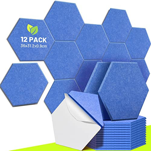 CAHAYA 12 Paquetes De Paneles Acústicos Autoadhesivos De 36 * 31,2 Cm Con 9 Mm De Grosor Panel De Aislamiento Acústico Que Absorbe El Ruido Para La Puerta De La Oficina, Azul CY0314-6