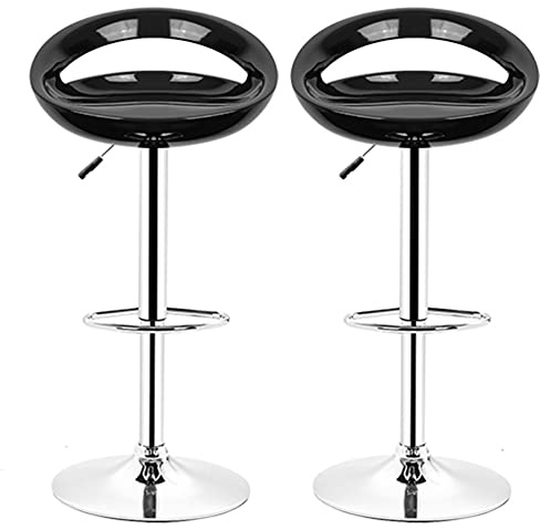 MINGYI Taburetes de Bar Lote de 2, asiento de plástico ABS, silla alta bar con soporte lumbar y reposapiés, asiento 43 × 43 × 26 cm (Negro)