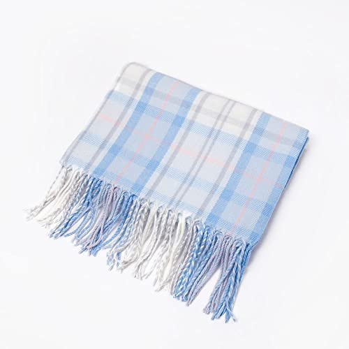WLLDDDIU Schal Damen Winter,Damen Schottenkaro Schal Cashmere Feel Warm Pashmina Schal Karo Karo Schal Mit Quaste Hellblau Wickelschal Winter Decken Schal Trendige Stola Schals Für Damen Mädchen