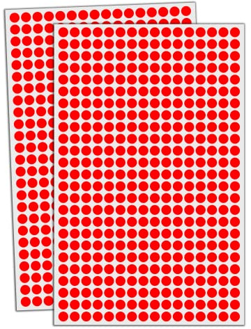 6000 Piezas, 8mm Gomets Colores Surtidos Pegatinas Redondo Adhesivos - Rojo