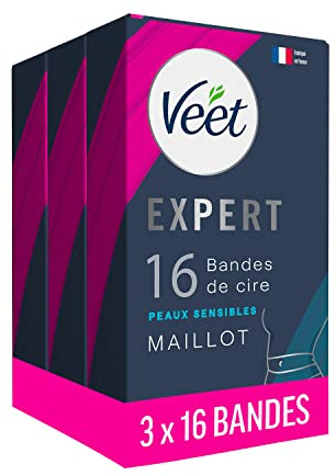 Veet Expert - Lot de 48 Bandes De Cire Froide - Maillot - Peaux Sensibles