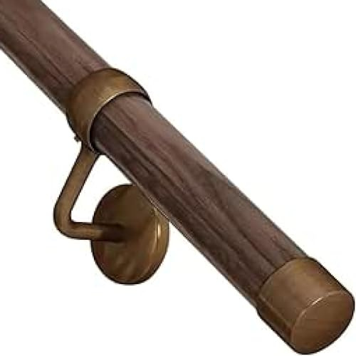 EAI Wood/Antique Brass Handrail Kit for Stairs 3600mm 3 Rails / 4 Brackets