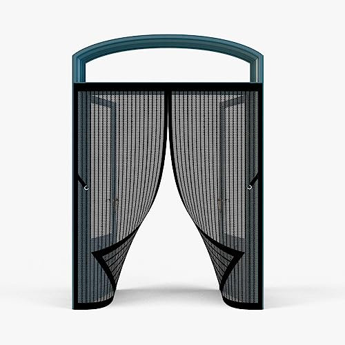 Türvorhang Fliegenschutz 115 x 210 cm Fliegenvorhang Ohne Bohren selbstklebend Fliegengitter Tür Für Balkontür Wohnzimmer Terrassentür, Schwarz