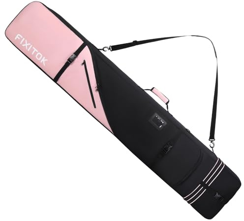 FIXITOK Snowboard & Skitasche für die Luftfahrt, wasserdichte Vollgepolsterte Snowboardtasche für Board, Stiefel, Kleidung, Helm und Ausrüstung, Verstellbare Länge Skitasche (157 cm - 181 cm)