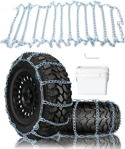 SCITOO Snow Chains for Car Pickup Trucks SUV,Quick Easy Installation Tire Traction Chain,Adjustable Universal Emergency Anti-Skid Thickening Tire Chains Width 255 265 275 285(16 17 18 20)-Set of 2