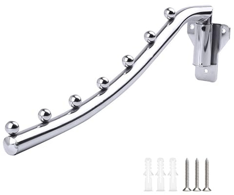Wandkleiderhalter Klappbar Edelstahl, Kleiderlüfter Wand Klappbar, 180° Garderobenhaken Wandmontage Kleiderbügel Halter Klappbar Halterung Faltbare Kleiderstange für Waschküche Badezimmer Balkon