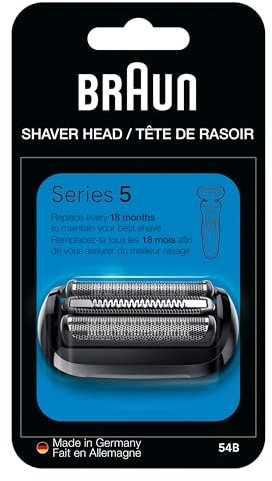 Braun Ersatzkopf für elektrische Rasierer der Serie 5, einfach Ihren Rasierkopf für eine Rasur so effizient wie am ersten Tag, kompatibel mit Rasierern der neuen Generation der Serie 5, 54B, schwarz