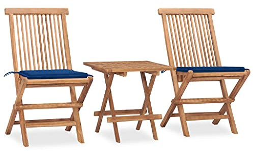 ZQQLVOO Gartenlounge Balkonmöbel Kleiner Balkon Gartensofa 3-TLG. Garten-Essgruppe mit Kissen Klappbar Massivholz Teak