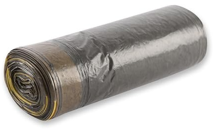 400 Stück, Müllbeutel, FRANZ MENSCH, 60 l, grau, LDPE, wasserdicht, Zugband | Rolle, 100% recycelt, 65 x 65 cm, Müllsack, Mülltüte, trash bags, Haushalt, Gewerbe, Reinigung