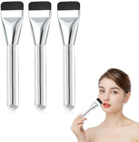 3 Pièces Pinceau Plat Maquillage Pinceau de Maquillage ProfessionnelPinceau Fond de Teint Pinceau Contouring Pinceau Fond de Teint Parfait, Pour Mélanger Liquide, Crème, Correcteur Premium
