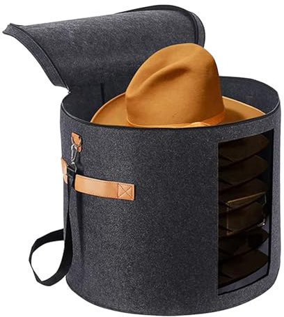Großer Hut-Organizer – Hut-Aufbewahrungsbox, tragbarer Hutbehälter, 48,3 cm D x 43,2 cm H, Hutkoffer mit staubdichtem Deckel, sichtbares, durchscheinendes Design, langlebige Hutaufbewahrungslösung,
