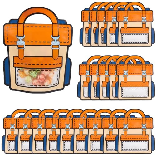 SOFPLATE 20 Stück 18x21cm Große Geschenktüten In Rucksackform Großpackung Mit Cartoon Motiv Wiederverwendbar Geschenktüte Für Den Schulanfang Geburtstag Mit Griff Süßigkeitentüten Für Snacks Aufbewahr