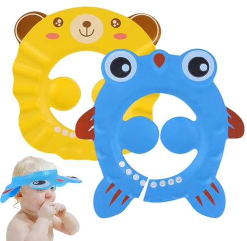 XUZOPIM 2 Piezas Gorro De Ducha De Bebé Para, Gorro Ducha Niños, Visera Baño Niños, Suave Ajustable Con Protección Para Los Oídos Gorro De Ducha，Evita Que Los Ojos Se Llenen De Agua Y Champú Protege