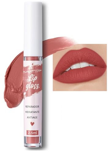 Flüssiger Lippenstift, Orange Braun Liquid Lipstick mit Full Matte Finish, Lipgloss mit bis zu 16 Stunden Halt, Langanhaltend & Wasserfest Lippen Makeup, Non-Transferred & Non Stick Cup